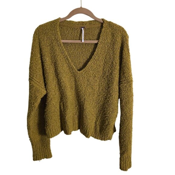Free People Finders Keepers V Neck Sweater Athens Moss Size S - Picture 2 of 10